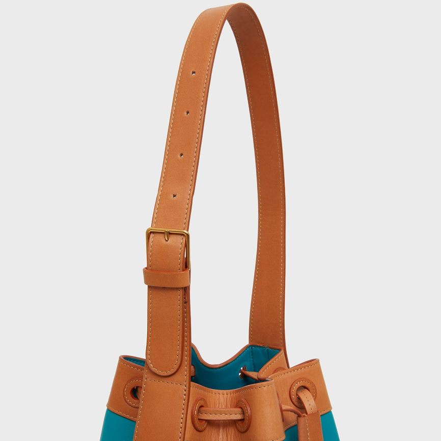 Women's Mansur Gavriel Block Bucket Bags Turquoise / Brown | AU 1472PA